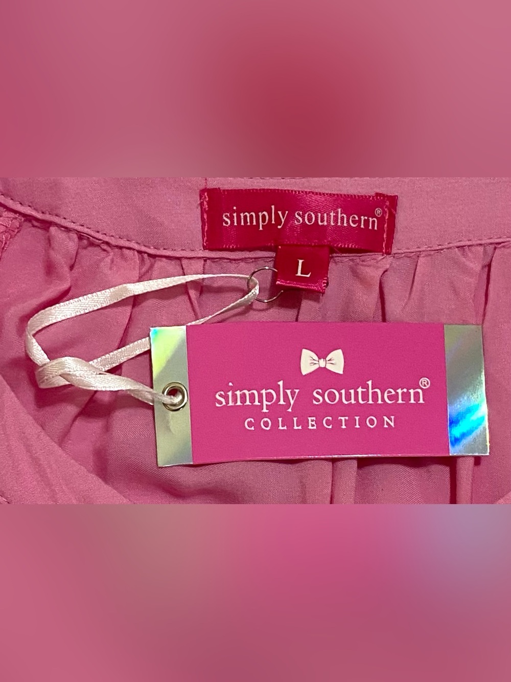 Simply Southern Womens L Pink Embroidered Pineapple Dress Boho Coastal Summer - Picture 11 of 14
